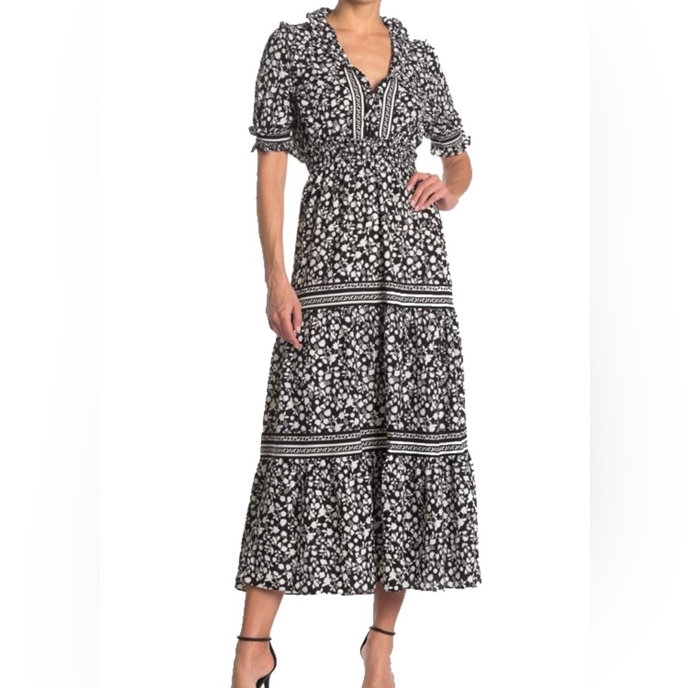 Max Studio Black and White Floral Maxi Dress